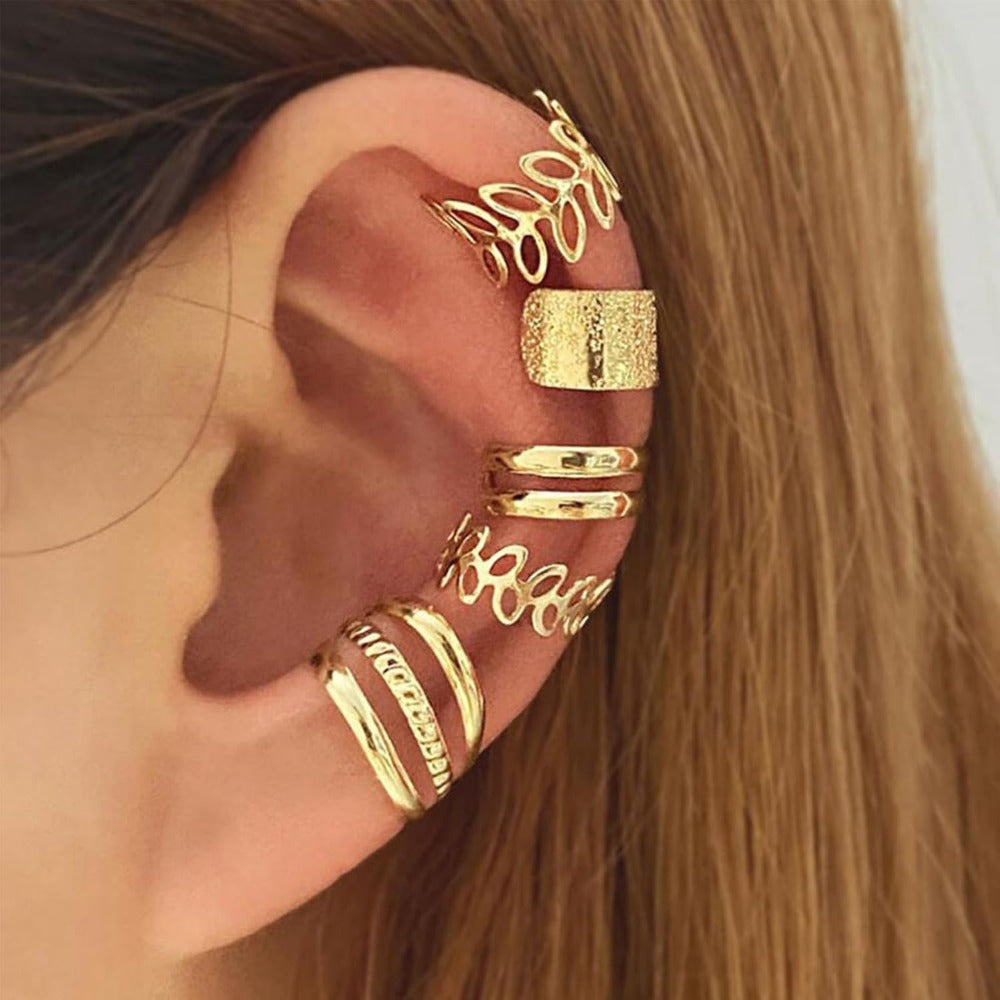 5-Pack Non-Piercing Ear Cuffs for Women Hypoallergenic Clip-On Cartilage Earrings Silver & Gold Stackable No Hole Needed