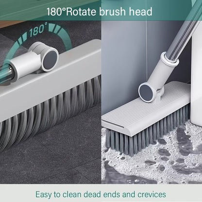 2-in-1 Broom and Dustpan Set Long Handle Foldable Non-Stick Hair Cleaning Hard Floor Sweeper Rotatable Combo for Home Living Room Bedroom Bathroom Outdoor