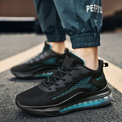 Men's Air Cushion Running Sneakers Lightweight Lace-Up Anti-Slip Shock-Absorbing Breathable Athletic Shoes for Walking Fitness Tennis Travel Sizes US 6.5-13.5 Black Blue White Yellow Red