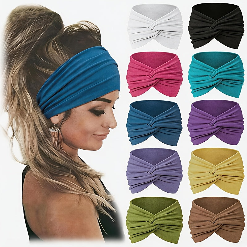 Bohemian Hair Ties for Women 10 Pack – Non-Slip Elastic Breathable Headbands for Running, Yoga, Sports & Makeup, Comfortable Boho Hair Accessories, Holiday & Birthday Gift
