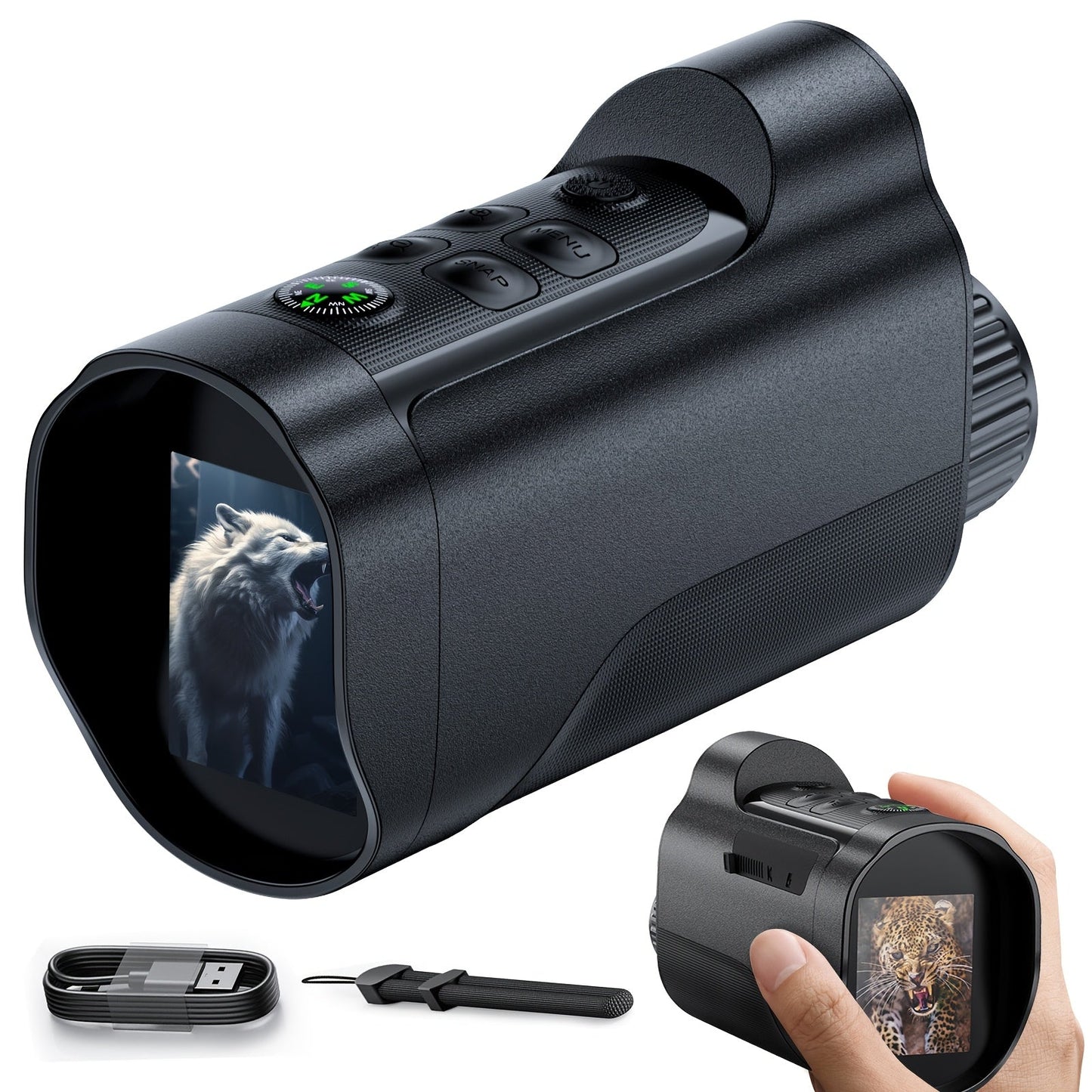 Night Vision Goggles 1080P Monocular 5W Infrared 10X Digital Zoom 2600ft Range 2700mAh Rechargeable Battery 2 Inch HD Display for Hunting Camping Wildlife Observation Security
