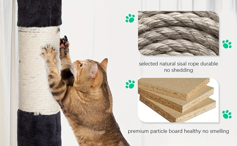 Multi-Level Cat Tree Tower with Scratching Post, Perches & Plush Apartments – Space-Saving Indoor Cat Climbing Frame & Activity Center, Heights 36–80 Inch, 6 Colors