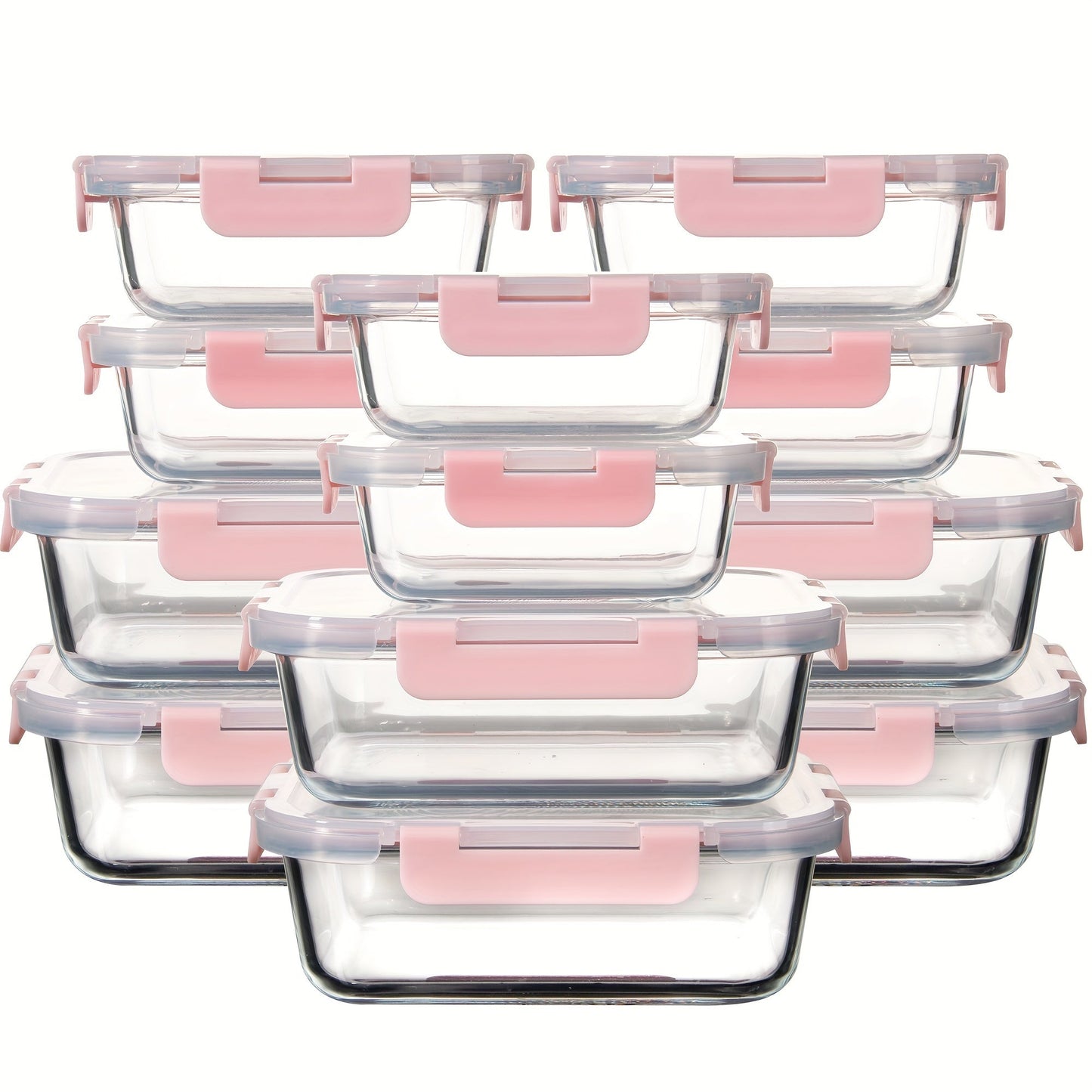 Borosilicate Glass Food Storage Containers 24-Pack (12 Bowls + 12 Airtight Lids) – Meal Prep Glass Bowls, Microwave & Dishwasher & Freezer Safe, BPA Free, Multi-Color Lids for Kitchen & Lunch