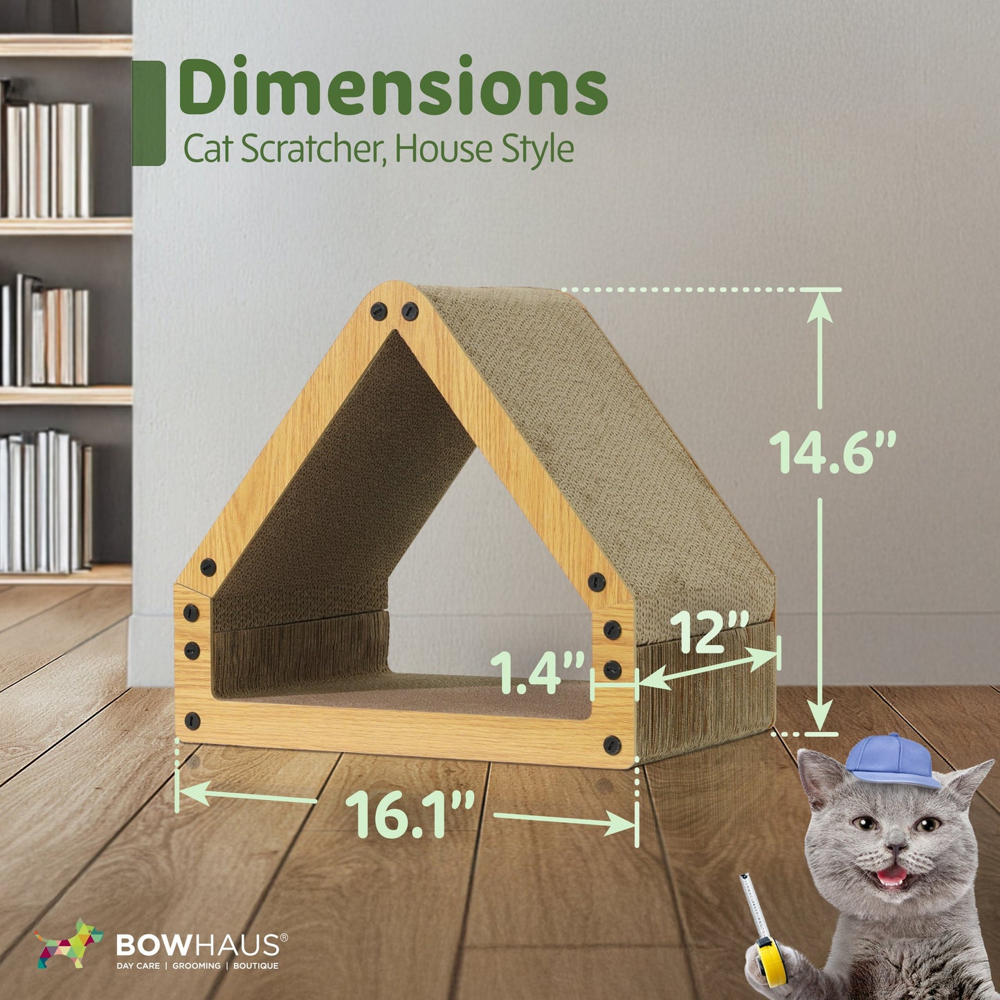 Large House-Shaped Cat Scratcher Lounger – Reversible 5-Layer Cardboard Cat Scratching Pad & Board, 16x14x12 Inch, Protects Furniture, for Indoor Cats of All Sizes, Brown/White