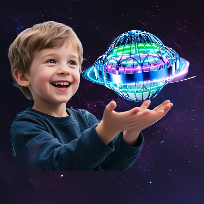 Smart Sensor UFO Hovering Flying Ball Toy Hexagonal Spinning Saucer Drone Autonomous Flight Hand Controlled Indoor Flying Robot Kids Adults Birthday Christmas Gift Blue Purple Red