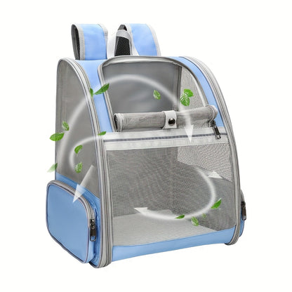 Foldable Ventilated Pet Carrier Backpack for Cats & Dogs – PVC Mesh Airflow, Chest Harness, Removable Mat, Fits Cats up to 18 lbs & Dogs up to 15 lbs, for Travel, Hiking, Flights & Car Rides