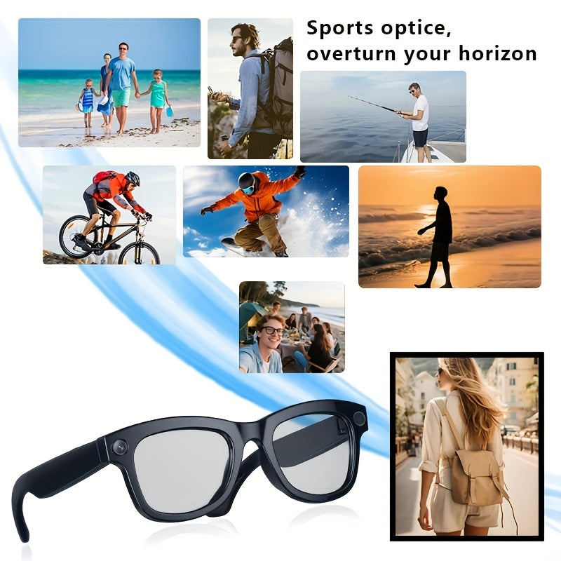 AI Smart Glasses with 8MP HD Camera Touch Control ChatGPT Real-Time Translation Wireless Calling Blue Light Protection Noise Reduction Dual Mics Photochromic Lens for Cycling Driving Travel Office