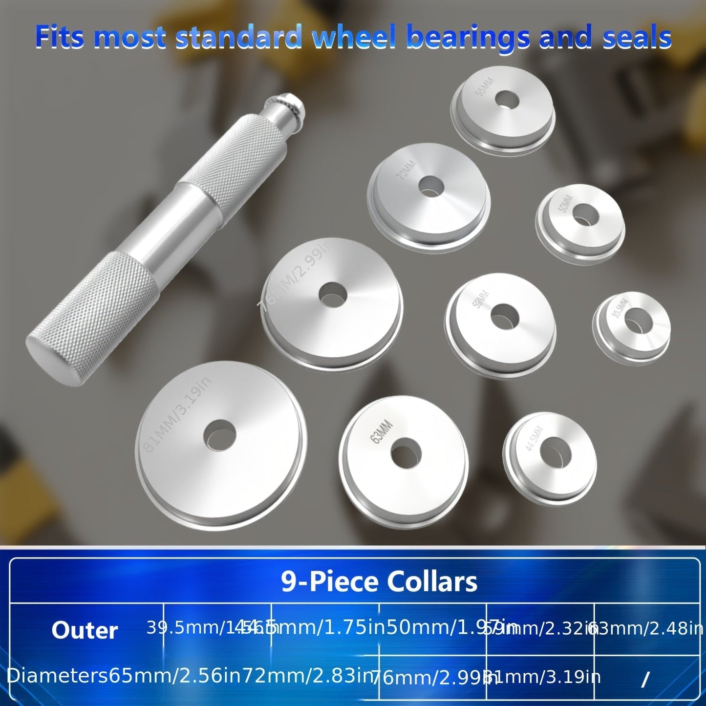 Bearing Press Kit 10-Piece – Bearing Race & Seal Bushing Driver Installation Set with 9 Double-Sided Adapters, Universal Fit for Cars, Trucks & SUVs, Professional Mechanic Tool