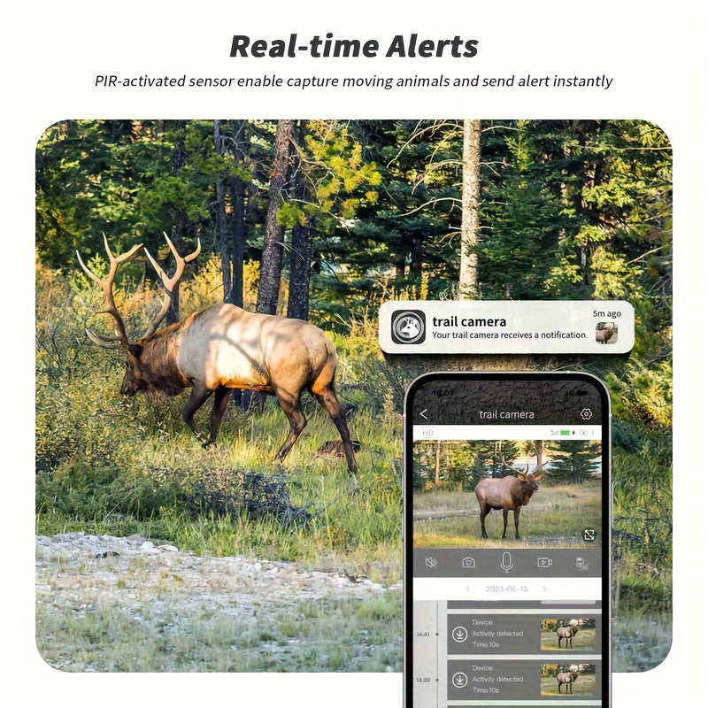 4G Trail Camera No WiFi Required 2K 1440P Solar Powered – Built-in SIM Card, 75ft Night Vision, 0.2s Trigger, 7800mAh Battery, Wireless Outdoor Hunting & Security Camera for Remote Areas