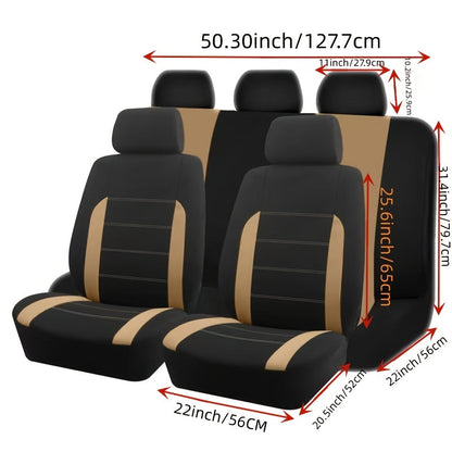 Car Seat Covers Full Set 5-Seat Universal Fit – Breathable Wear-Resistant Fabric with Foam Cushioning for SUV, Sedan, Minivan & Truck – All-Season, 10 Color Options – Velora