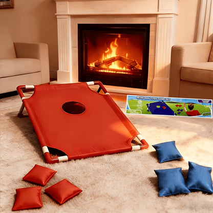 Portable Cornhole Game Set with 6 Bean Bags Red & Blue Gift Box, Backyard Toss Game for Family Outdoor Activities Travel Parties Gatherings, Easy Setup Throwing Game for Ages 5 and Up