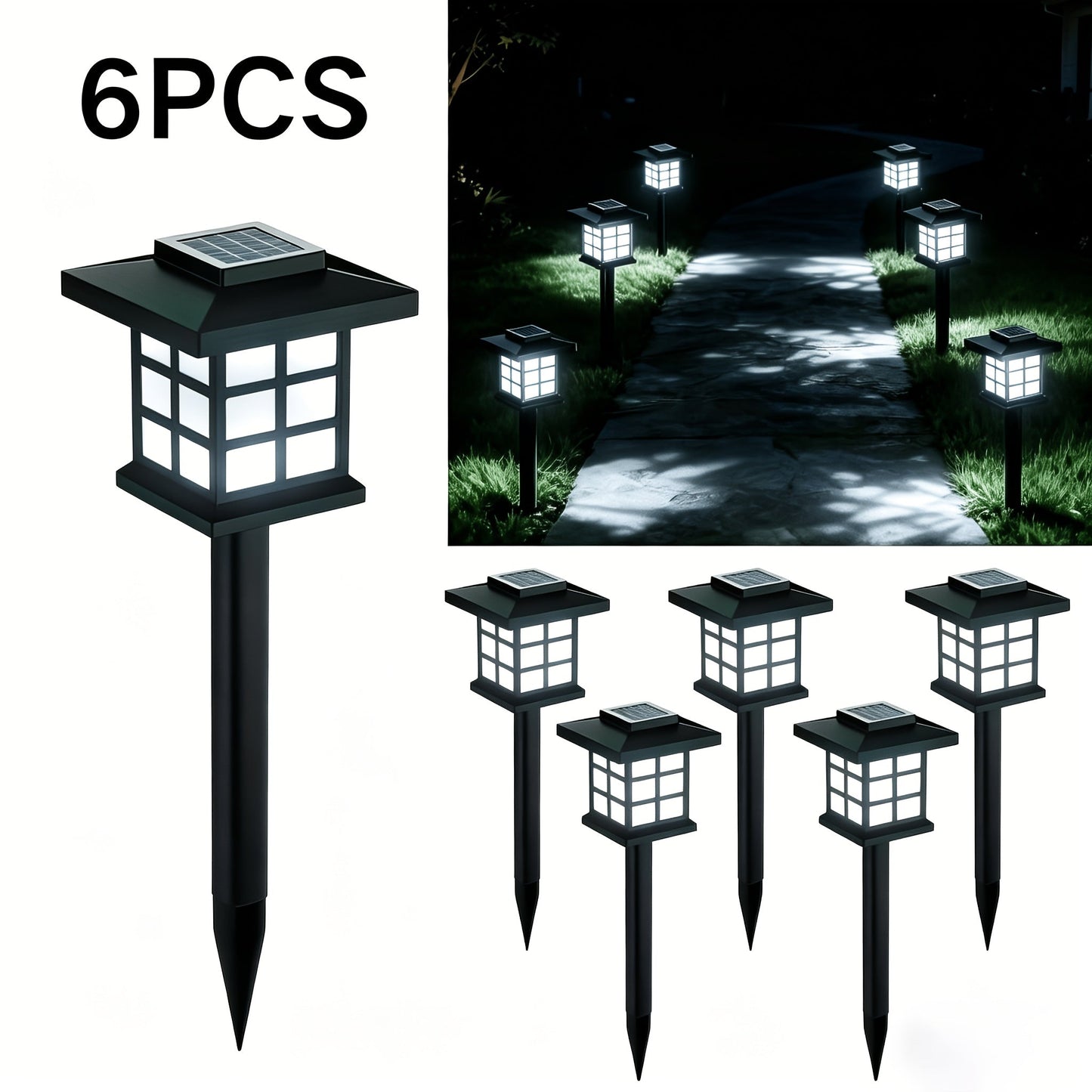 Solar Outdoor Lights LED Garden Path Lights IP44 Waterproof Landscape Lighting for Sidewalk Driveway Lawn Yard Courtyard – Warm White, Pack of 6, 12 or 24 – Christmas & Holiday Decor