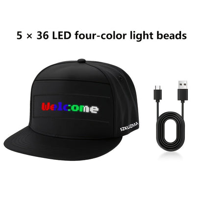 Programmable LED Hat APP Controlled Scrolling Text Animation Light Up Cap Unisex Adjustable Smart LED Baseball Cap for Party Wedding Valentine's Day Carnival Festival Men Women