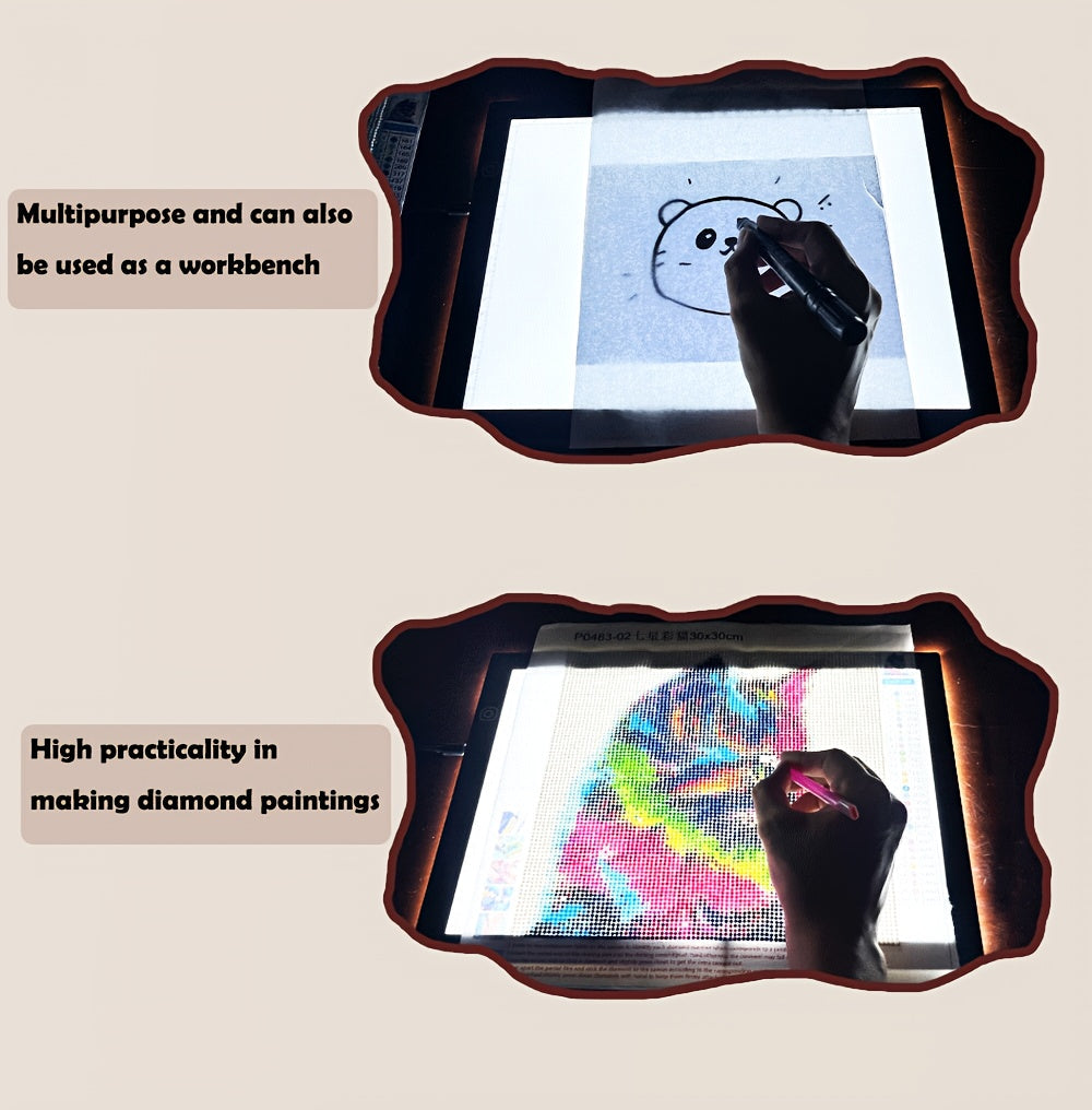 LED Light Pad A2 A3 A4 Adjustable Brightness Dual Light Strip Tracing Board Diamond Painting Sketching Drawing Art Light Box