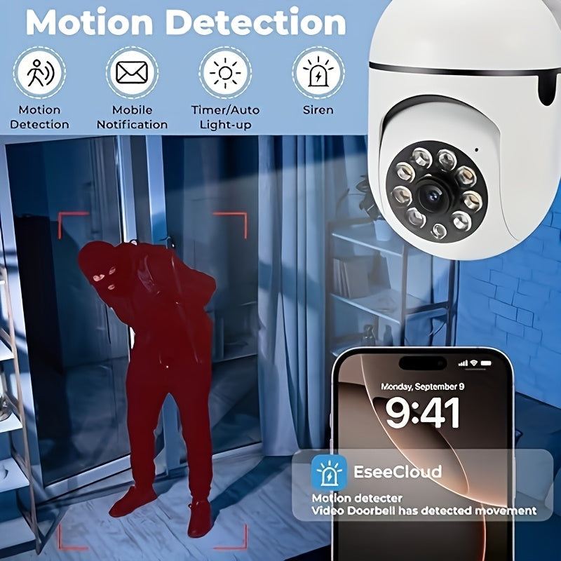 2 Pack 4MP Bulb Security Camera Wireless 360 Panoramic HD 5GHz 2.4GHz WiFi Night Vision Two-Way Audio App Control Indoor Home Garage Pet Monitoring Camera