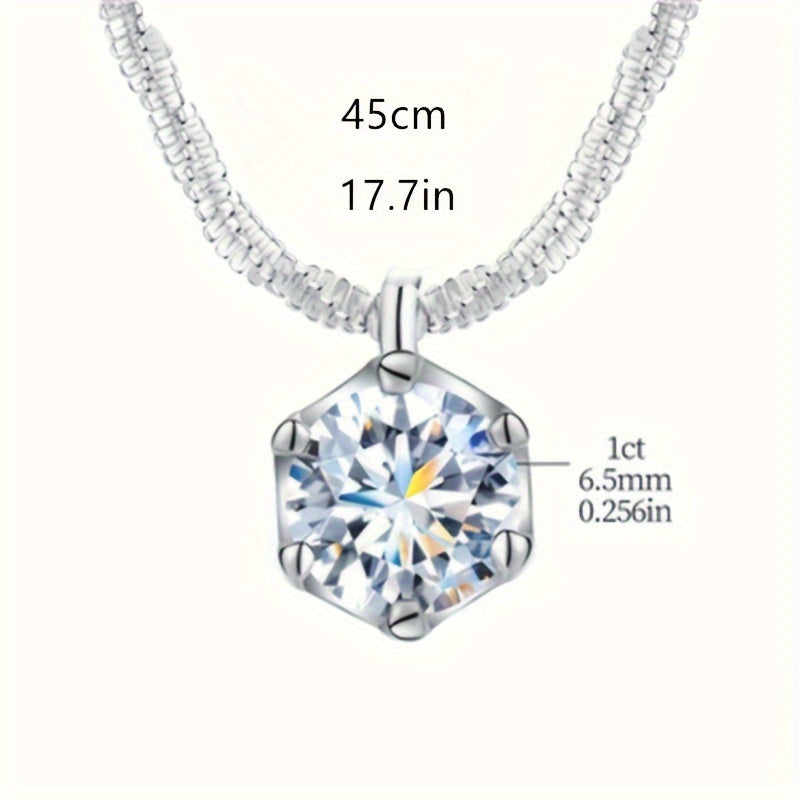 1CT Moissanite Radiance Pendant Necklace in 925 Sterling Silver – Brilliant Diamond Alternative, Elegant Luxury Jewelry for Women, Perfect Wedding, Promise, Eternity & Mother's Day Gift