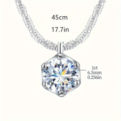 1CT Moissanite Radiance Pendant Necklace in 925 Sterling Silver – Brilliant Diamond Alternative, Elegant Luxury Jewelry for Women, Perfect Wedding, Promise, Eternity & Mother's Day Gift