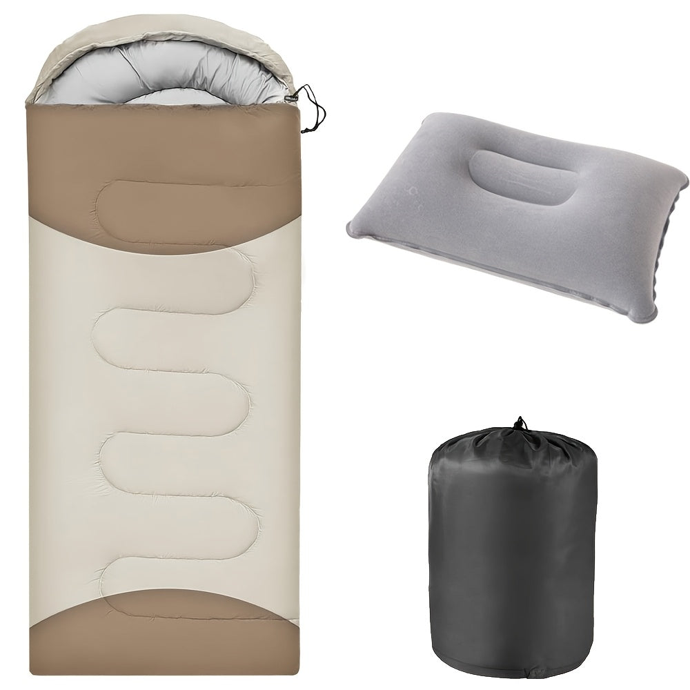 3-Season Camping Sleeping Bag with Pillow & Compression Sack – Lightweight Sleep System for Adults, Hiking Backpacking Outdoor Adventures Travel & Emergency Use, 4 Colors
