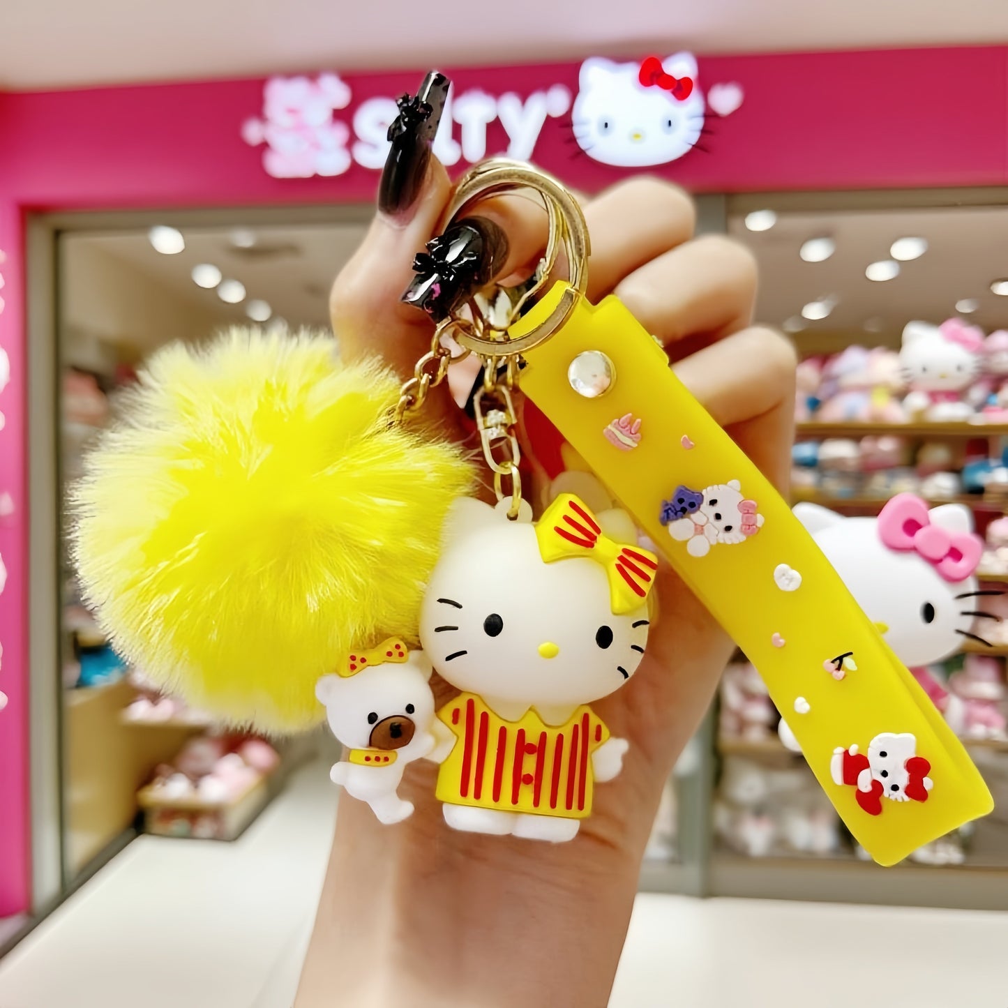 14pcs Sanrio Hello Kitty Keychain Set – Cute Cartoon Glitter Key Rings, Bag Charms & Car Key Fobs for Women Girls, Holiday Birthday Gift Accessories