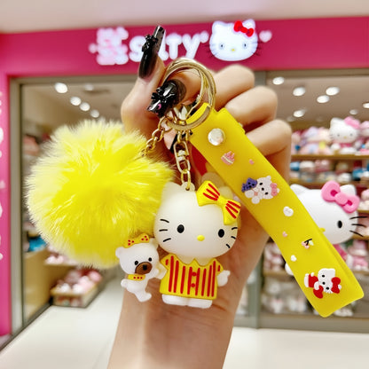 14pcs Sanrio Hello Kitty Keychain Set – Cute Cartoon Glitter Key Rings, Bag Charms & Car Key Fobs for Women Girls, Holiday Birthday Gift Accessories
