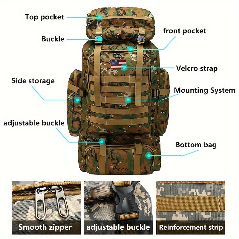 21 Gal Tactical Hiking Backpack 3-Day Assault Pack – Unisex MOLLE Oxford Fabric DIY Adjustable System for Hiking Camping Hunting Travel & Sports, 6 Colors