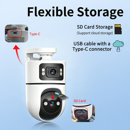 4K Dual Lens WiFi Security Camera Indoor 2.4G 5GHz Dual Band Color Night Vision Motion Detection Tamper Alert Two-Way Audio – Wireless Home Security Camera Wall Mount