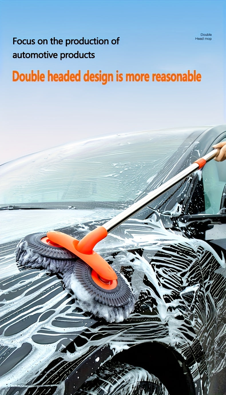 Adjustable Microfiber Car Cleaning Mop & Brush Set – Extendable Handle Wash Mop for Cars & Trucks, Soft Microfiber Brush for Scratch-Free Exterior Cleaning, Flawless Shine Every Time