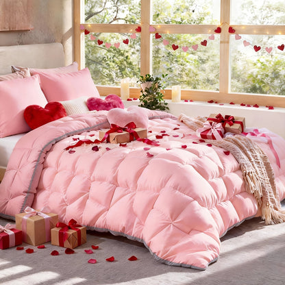 Comforter Set 7 Piece Queen King Full - Soft Microfiber Pintuck Pleated Bed in a Bag Complete Bedding Set with Comforter, Fitted Sheet, Flat Sheet & Pillowcases, All Season Home & Dorm Bedding