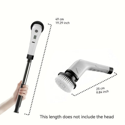 Multifunctional Electric Cleaning Brush 7-in-1 with Telescopic Long Handle – Cordless Power Scrubber for Bathroom, Kitchen, Floor & Tile, Household Cleaning Tool with Interchangeable Brush Heads