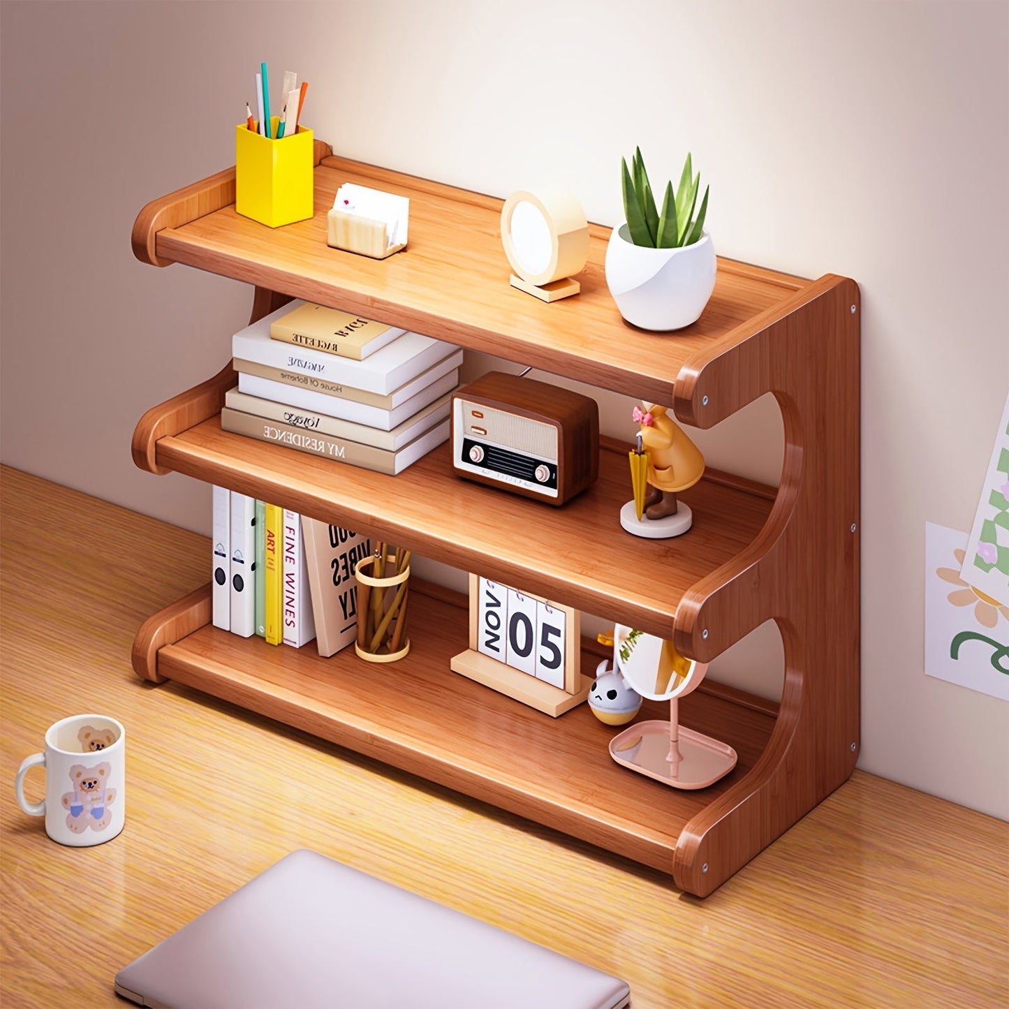 Shoe Rack 3/5/6 Tier Wood Grain Cube Organizer | Multi-Layer Space-Saving Shoe Storage Shelf | Easy No-Tool Assembly | Self-Standing Shoe Tower for Entryway Closet Dorm Bedroom | Brown