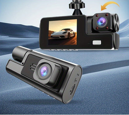 3 Channel Dash Cam 4K Front + 4K Interior + 1080P Rear with Free 32GB Card, Night Vision, G-Sensor, Wide Angle, Real-Time Recording & Parking Monitor – Velora