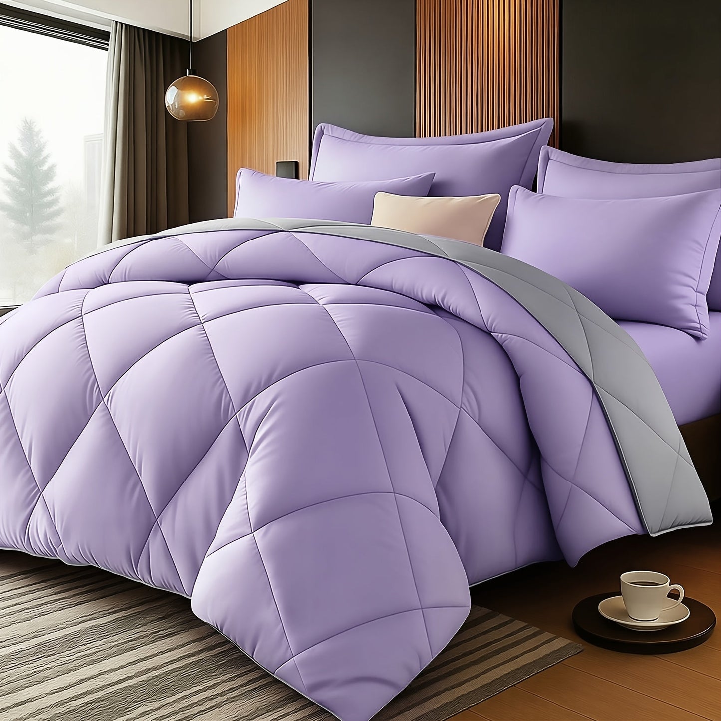 Quilted Comforter Set Twin Queen King Size – Soft Diamond Pattern Quilt with Pillowcases Ultra-Fine Fiber Fill Lightweight Breathable All-Season Bedding 2/3 Piece Multiple Colors