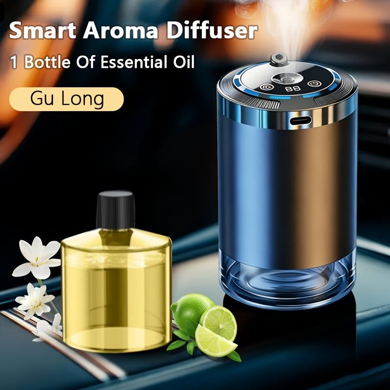 Smart Car Aroma Diffuser with Essential Oils Starry Sky Projection Humidifier Ambient Light Car Air Freshener Ocean Osmanthus Cologne Scent 1.69oz Bottle for Car Interior
