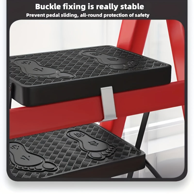 Heavy Duty Folding Step Ladder 500 Lbs Capacity - 2/3/4/5 Step Portable Non-Slip Ladder, Lightweight Durable Plastic, Foldable Step Stool for Home, Kitchen, Office & Industrial Use