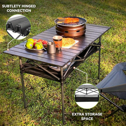 Portable Folding Camping Table Lightweight Collapsible Outdoor Table with Carry Bag Sturdy Legs Large Flat Surface for Picnic BBQ Beach Hiking Tailgating Compact Durable Design Size L and XL