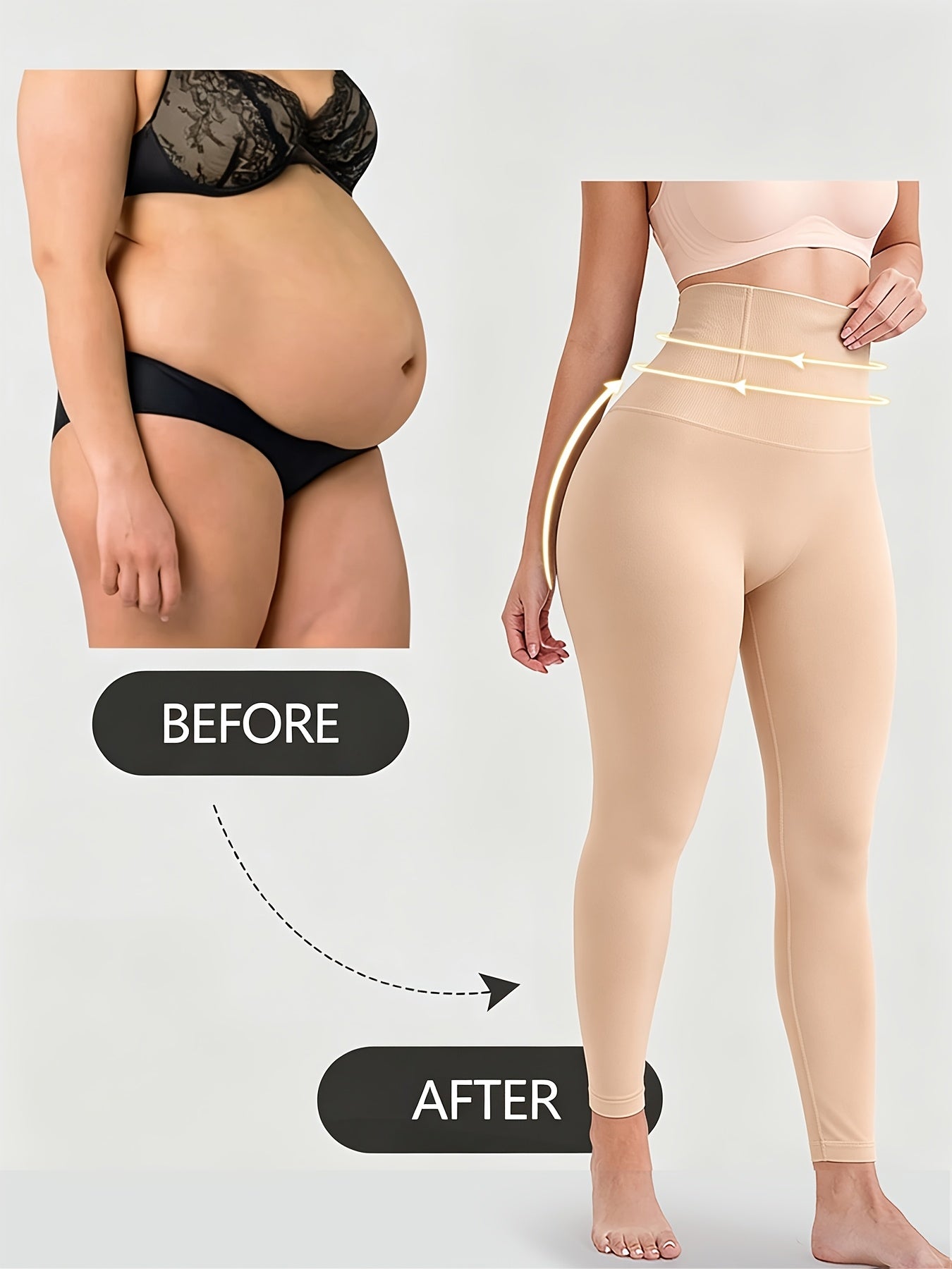 Butt Lifting Capri Leggings for Women – High Waist Tummy Control Yoga Pants, Squat Proof Stretchy Shaping Workout Capri, Apricot & Black
