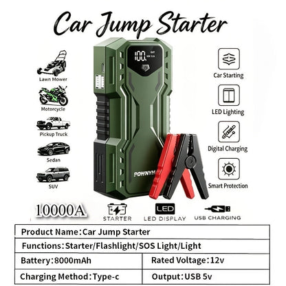 Car Jump Starter 10000A 7-in-1 with 150PSI Air Pump – Portable Battery Booster for Gas & Diesel Engines, High-Pressure Pump, Vehicle Emergency Kit, Power Bank