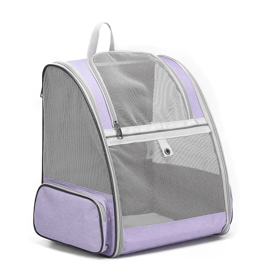 Foldable Ventilated Pet Carrier Backpack for Cats & Dogs – PVC Mesh Airflow, Chest Harness, Removable Mat, Fits Cats up to 18 lbs & Dogs up to 15 lbs, for Travel, Hiking, Flights & Car Rides