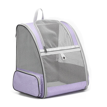 Foldable Ventilated Pet Carrier Backpack for Cats & Dogs – PVC Mesh Airflow, Chest Harness, Removable Mat, Fits Cats up to 18 lbs & Dogs up to 15 lbs, for Travel, Hiking, Flights & Car Rides
