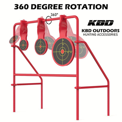 Spinner Shooting Target Stand for .22LR - Triple Steel Spinner Targets Foldable with 15-Pack Bullseye Paper Targets, Outdoor Shooting Practice, Durable Air Strike Target System for Range Training