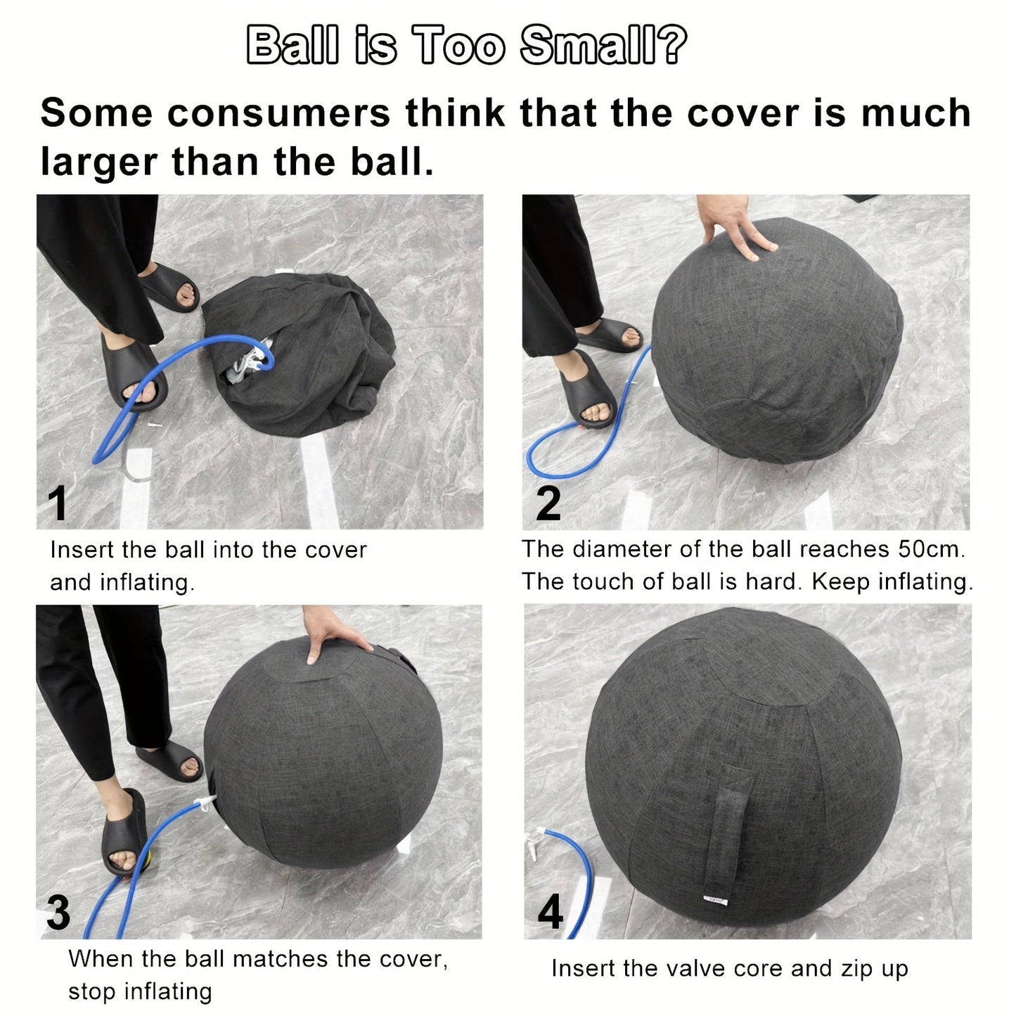 Exercise Ball Chair 65cm with Fabric Cover Anti-Burst Yoga Ball Seat for Home Office Desk Pilates Core Training Pregnancy Birthing Ball – Improves Posture & Relieves Back Pain, Grey & Black