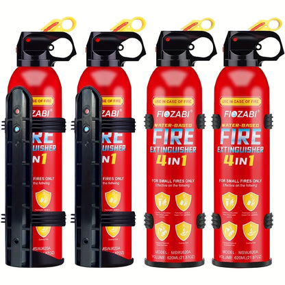 Portable Fire Extinguisher Spray 4-in-1 Water-Based with Bracket for Home Car Kitchen Garage – 0.5-A:21-B:C:5K Rated – 1, 8, or 24 Bottle Pack for Family & Vehicle Safety