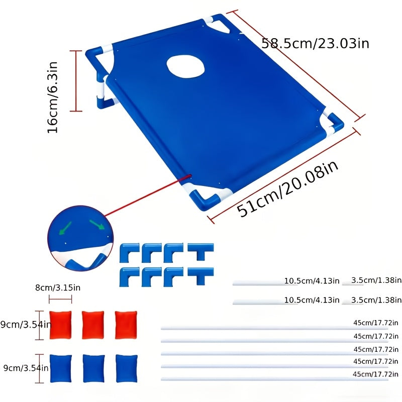 Portable Cornhole Game Set with 6 Bean Bags Red & Blue Gift Box, Backyard Toss Game for Family Outdoor Activities Travel Parties Gatherings, Easy Setup Throwing Game for Ages 5 and Up