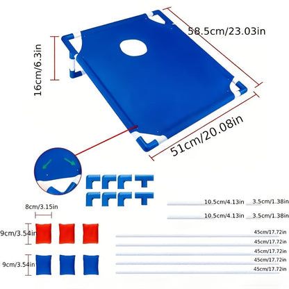 Portable Cornhole Game Set with 6 Bean Bags Red & Blue Gift Box, Backyard Toss Game for Family Outdoor Activities Travel Parties Gatherings, Easy Setup Throwing Game for Ages 5 and Up