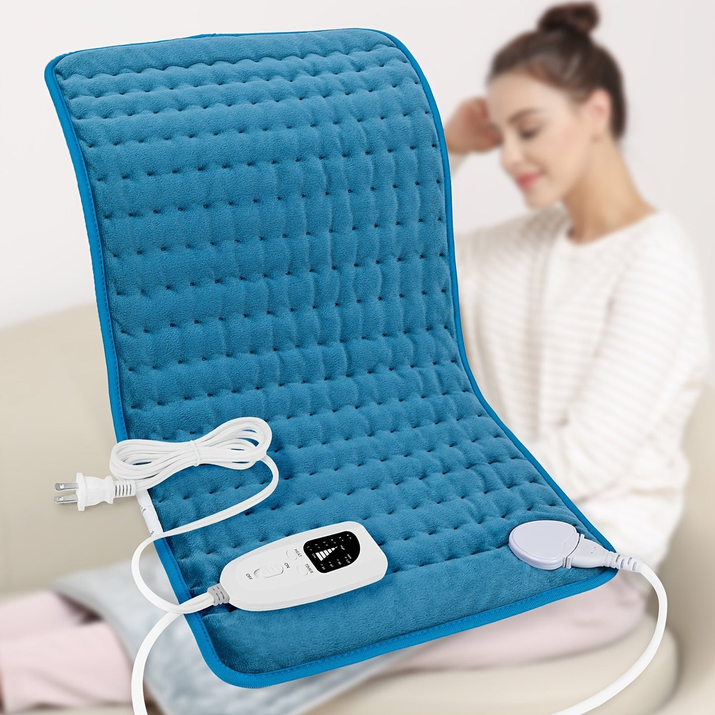 Extra Large Heating Pad 24"x12" for Back Neck Shoulders – 6 Heat Settings Auto Shut-Off Wet Dry Washable Flannel Electric Heating Pad Gift