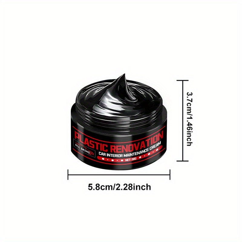 Car Plastic Restorer & Interior Trim Polish – Black Trim Refurbishment Wax, Scratch Repair, Aging Prevention, Tire Shine Paste & Leather Seat Care Cream for All Car Interiors & Exteriors | Velora