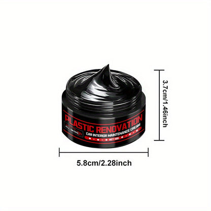 Car Plastic Restorer & Interior Trim Polish – Black Trim Refurbishment Wax, Scratch Repair, Aging Prevention, Tire Shine Paste & Leather Seat Care Cream for All Car Interiors & Exteriors | Velora