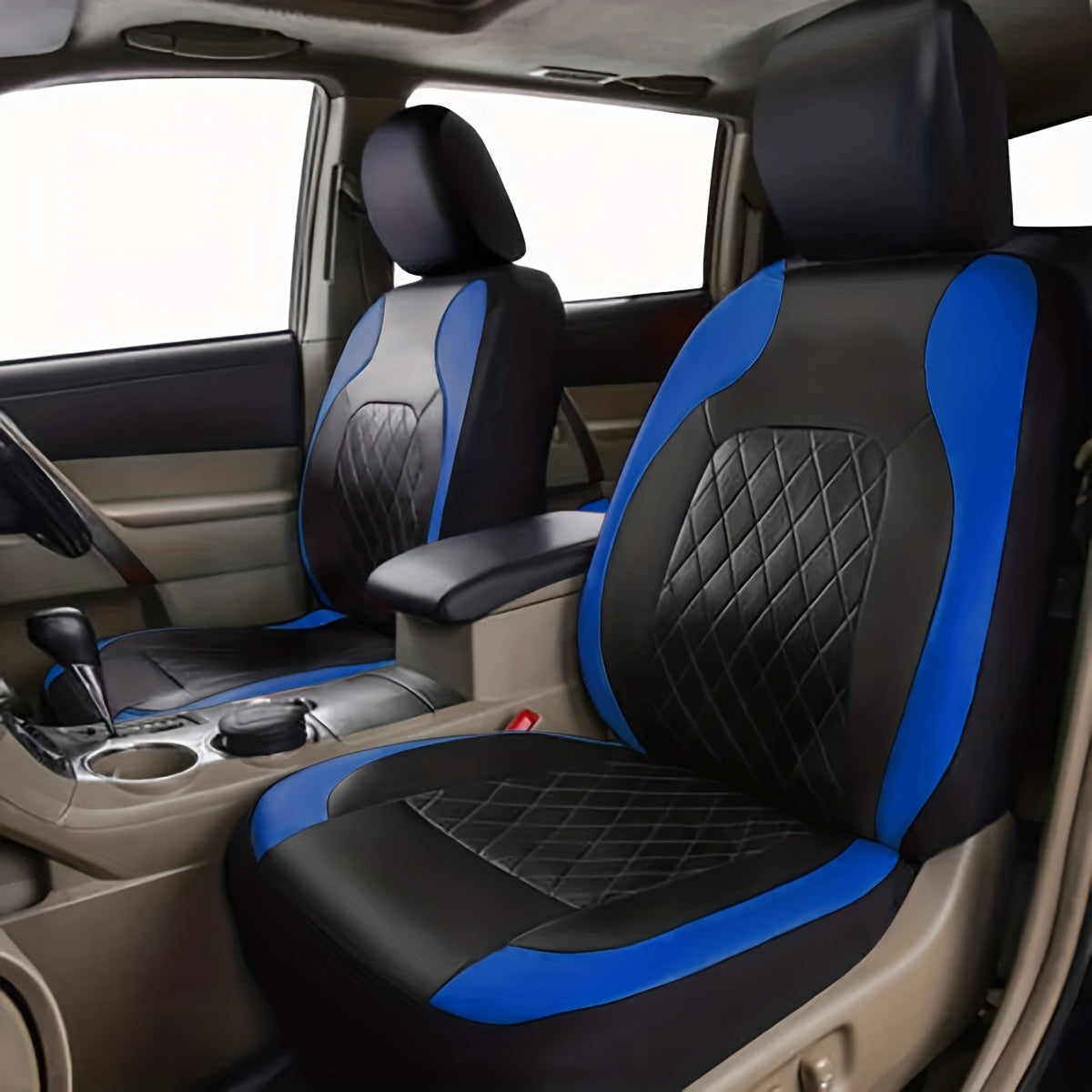 PU Leather Car Seat Covers Universal Fit Waterproof Quilted All-Season with Sponge Padding for Cars SUVs Trucks Gray Black Red Blue Single or 12-Piece Set
