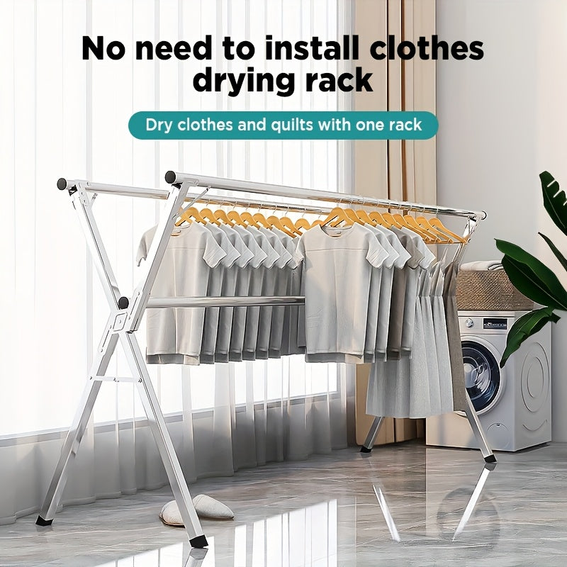 Clothes Drying Rack Stainless Steel 63" & 78.7" Retractable Foldable Heavy Duty Laundry Drying Rack, Collapsible Indoor Outdoor Clothesline with Adjustable Length for Balcony Bedroom Laundry Room