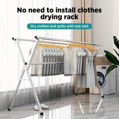 Clothes Drying Rack Stainless Steel 63" & 78.7" Retractable Foldable Heavy Duty Laundry Drying Rack, Collapsible Indoor Outdoor Clothesline with Adjustable Length for Balcony Bedroom Laundry Room